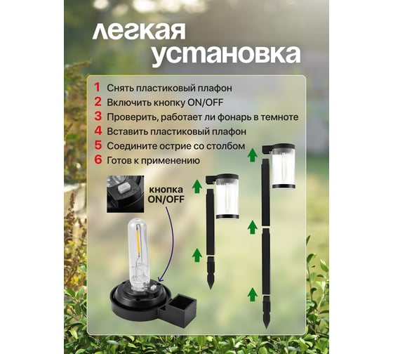 Светильник светодиодный на солнечной батарее WMC TOOLS 800мАч, 25Лм, 1 светодиод, WMC-WL6005 NR(61459)
