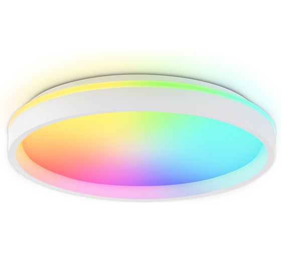Потолочный светодиодный светильник Ambrella light с пультом WH/GD белый/золото IP20 46W 3000K-6500K+RGB D390*80 (ПДУ ИК) FZ601