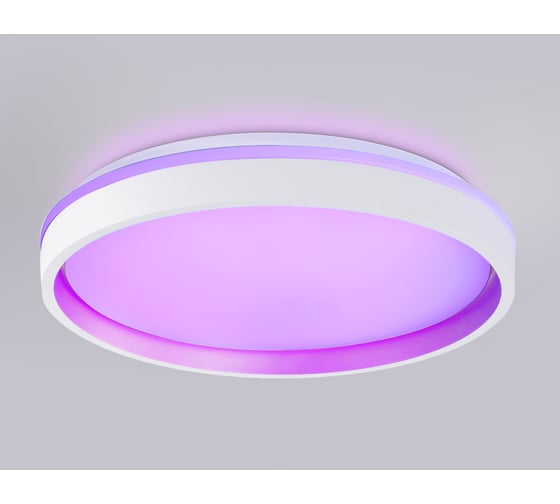 Потолочный светодиодный светильник Ambrella light с пультом WH/GD белый/золото IP20 46W 3000K-6500K+RGB D390*80 (ПДУ ИК) FZ601