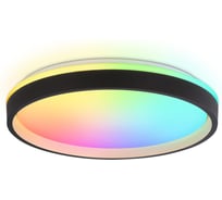 Потолочный светодиодный светильник Ambrella light с пультом BK/GD черный/золото IP20 46W 3000K-6500K+RGB D390*80 (ПДУ ИК) FZ604