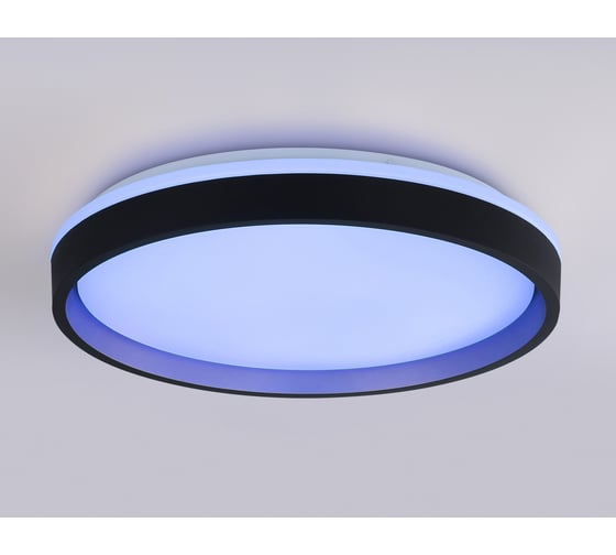 Потолочный светодиодный светильник Ambrella light с пультом BK/GD черный/золото IP20 46W 3000K-6500K+RGB D390*80 (ПДУ ИК) FZ604