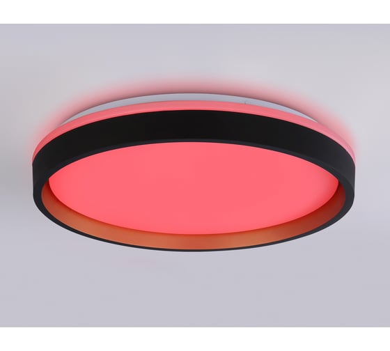 Потолочный светодиодный светильник Ambrella light с пультом BK/GD черный/золото IP20 46W 3000K-6500K+RGB D390*80 (ПДУ ИК) FZ604