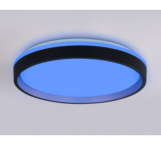 Потолочный светодиодный светильник Ambrella light с пультом BK/GD черный/золото IP20 46W 3000K-6500K+RGB D390*80 (ПДУ ИК) FZ604