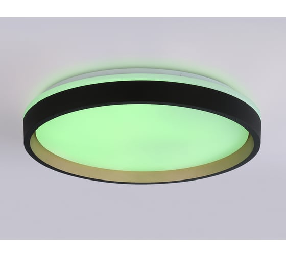 Потолочный светодиодный светильник Ambrella light с пультом BK/GD черный/золото IP20 46W 3000K-6500K+RGB D390*80 (ПДУ ИК) FZ604
