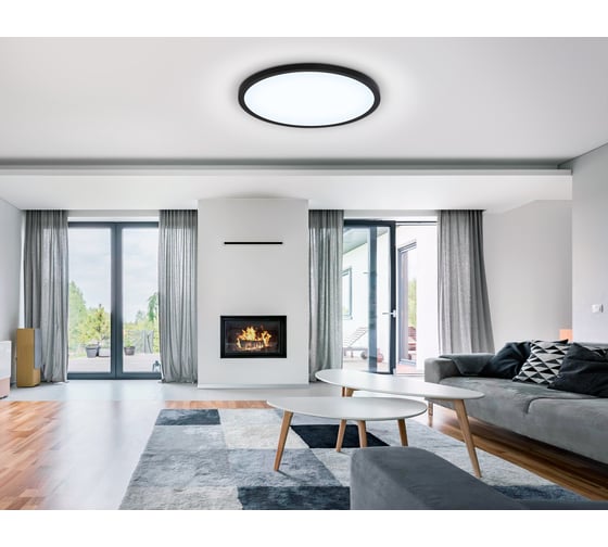 Светильник светодиодный ультратонкий Ambrella light BK черный IP54 40W 5000K D470*15 (Без ПДУ) FZ1961