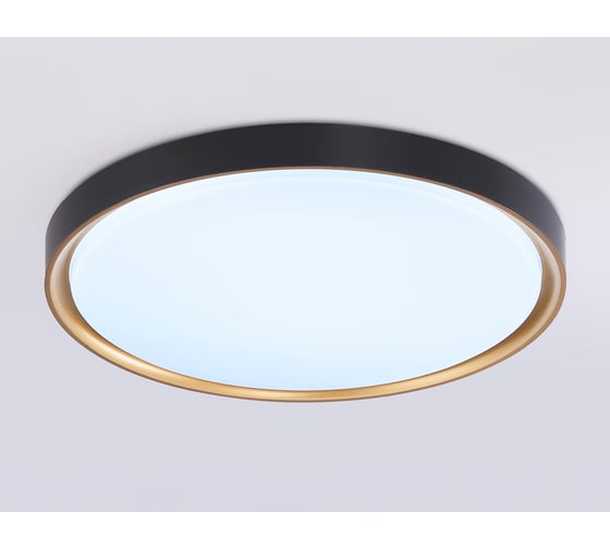 Потолочный светодиодный светильник Ambrella light BK/GD черный/золото IP54 45W 5000K D480*60 (Без ПДУ) FZ1249
