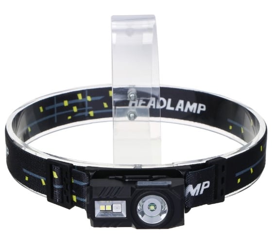 Фонарик налобный сенсорный ЕРМАК крепление к козырьку, магнит, XPE LED + 3 LED, 9 режимов, 500мАч 221-090