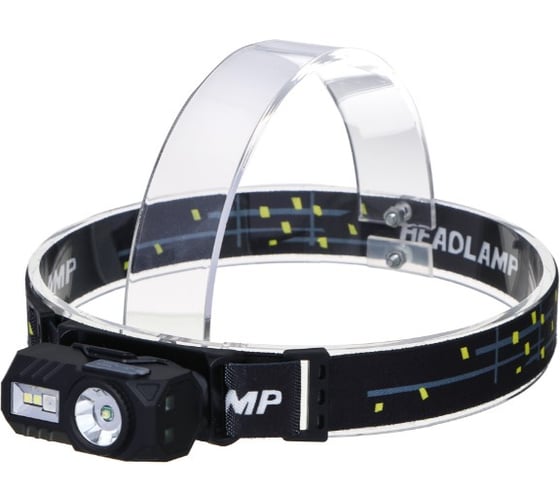 Фонарик налобный сенсорный ЕРМАК крепление к козырьку, магнит, XPE LED + 3 LED, 9 режимов, 500мАч 221-090