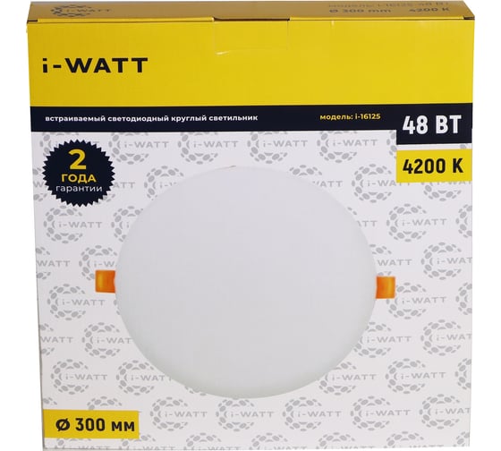 Светильник встраиваемый I-WATT LED 48Вт 4200К 4800Лм 175-240V (круглый) i-16125