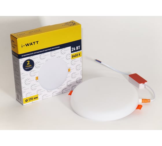 Светильник встраиваемый I-WATT LED 24Вт 6400К 2400Лм 175-240V (круглый) i-16122 1