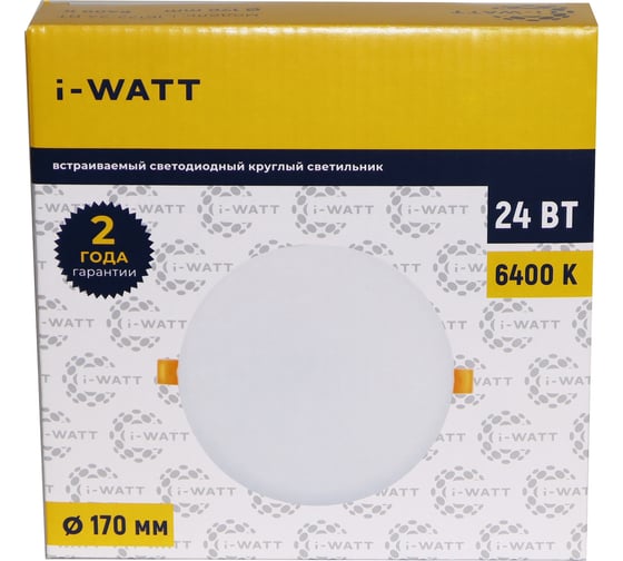 Светильник встраиваемый I-WATT LED 24Вт 6400К 2400Лм 175-240V (круглый) i-16122