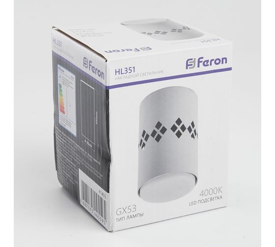 Светильник для натяжных потолков Feron HL351 12W, 230V, GX53 и подсветка 1W, 4000K, белый, 41455