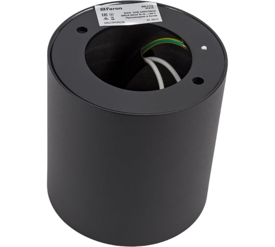 Накладной поворотный светильник FERON под лампу, спот ИПО, ML179 MR16 35W, 220V, GU10, черный 41470