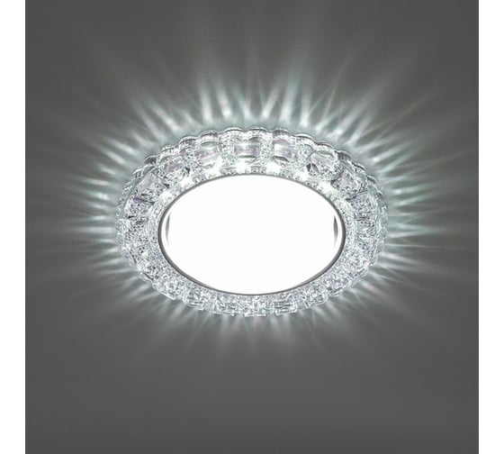 Встраиваемый светильник для натяжных потолков с белой LED подсветкой Feron CD4045 GX53, прозрачный, хром, 41409