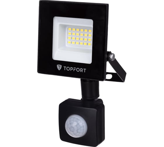 Прожектор светодиодный Topfort LED FL MS 20W, 6500K, 1700Л, c датчиком движения 1956459