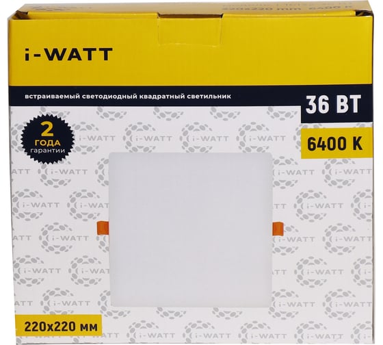Светильник встраиваемый I-WATT LED 36Вт 6400К 3600Лм 175-240V (квадратный) i-16132