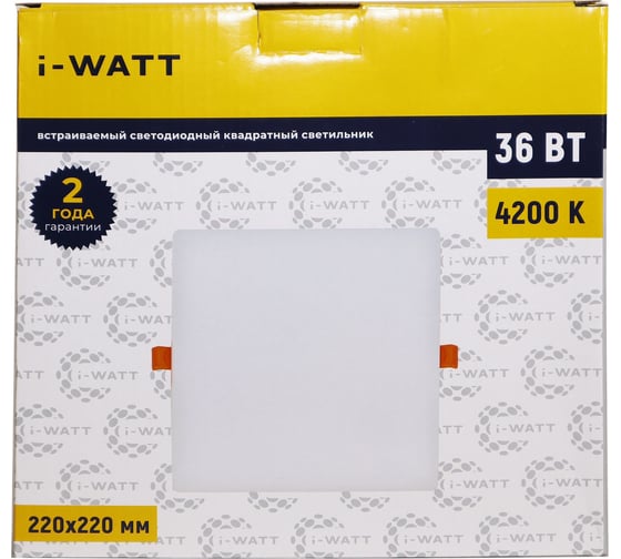 Светильник встраиваемый I-WATT LED 36Вт 4200К 3600Лм 175-240V (квадратный) i-16131