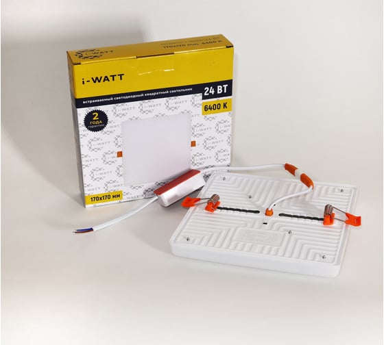 Светильник встраиваемый I-WATT LED 24Вт 6400К 2400Лм 175-240V (квадратный) i-16130