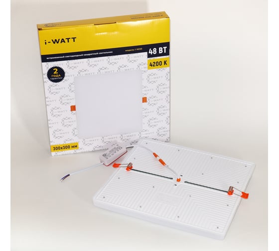 Светильник встраиваемый I-WATT LED 48Вт 4200К 4800Лм 175-240V (квадратный) i-16133 1