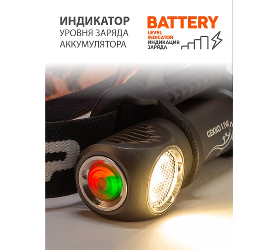 Фонарь налобный ЯРКИЙ ЛУЧ YLP GEKKO 1.1W HP50.2 3000К CRI 80 max1100лм, 5 режимов, IPX8, под акк. 18650 4606400106890