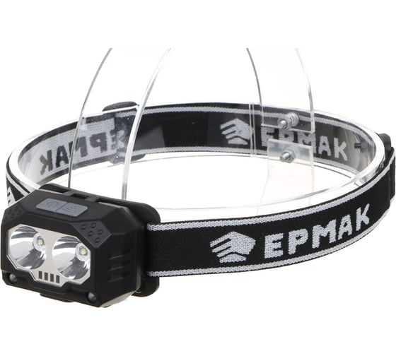 Фонарь налобный ЕРМАК 2 LED + красный свет, 6 режимов, 3хААА, 64x43x37 мм 221-035