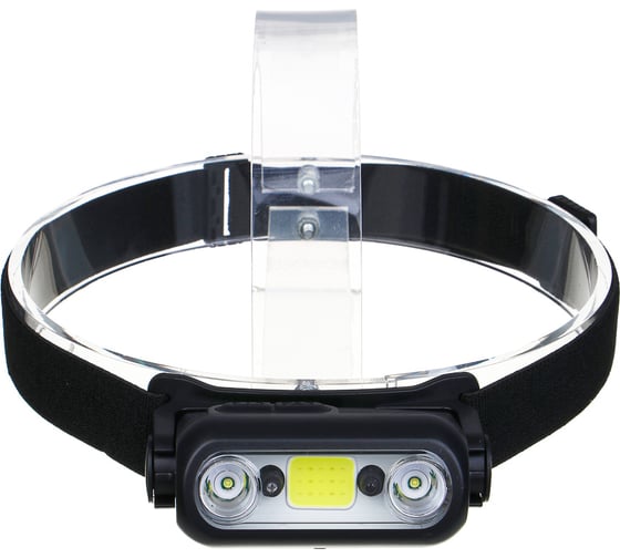 Фонарь налобный сенсорный ЕРМАК XPE LED+COB, 6 режимов, 1200мАч, пластик, красный свет, 90x55x30 мм 221-096