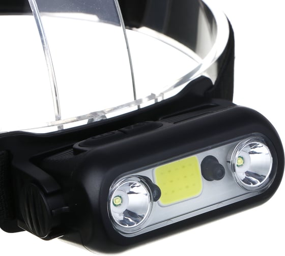 Фонарь налобный сенсорный ЕРМАК XPE LED+COB, 6 режимов, 1200мАч, пластик, красный свет, 90x55x30 мм 221-096