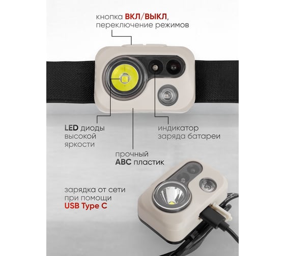 Фонарь светодиодный аккумуляторный Rockforce 1200 мАч, 300 Лм, 5W LED RF-EL1009S(61435)
