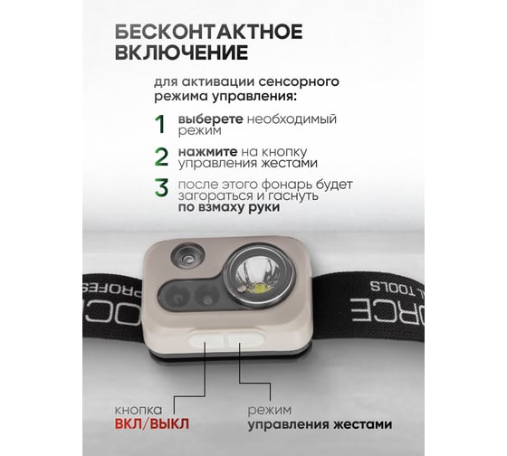 Фонарь светодиодный аккумуляторный Rockforce 1200 мАч, 300 Лм, 5W LED RF-EL1009S(61435)