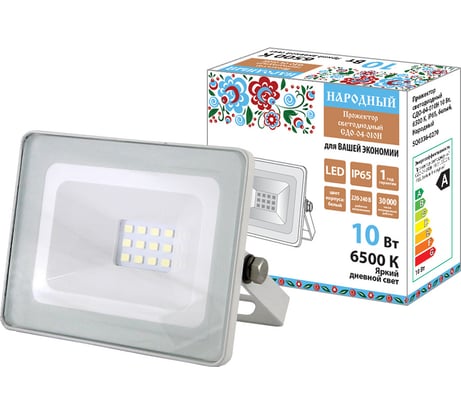 Светодиодный прожектор TDM ELECTRIC СДО-04-010Н 10 Вт, 6500 К, IP65, белый, Народный SQ0336-0270