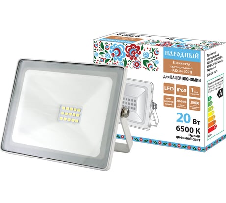 Светодиодный прожектор TDM ELECTRIC СДО-04-020Н 20 Вт, 6500 К, IP65, белый, Народный SQ0336-0271