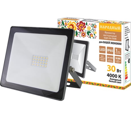 Светодиодный прожектор TDM ELECTRIC СДО-04-030Н 30 Вт, 4000 К, IP65, серый, Народный SQ0336-0282