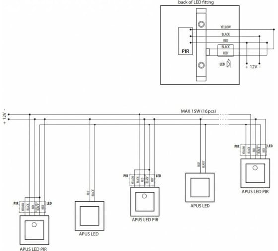 Подсветка для ступеней лестницы с датчиком движения KANLUX APUS LED PIR CW 12В/ 27371