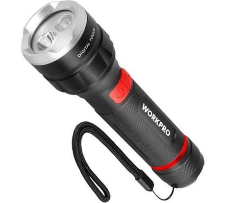 Фонарик WORKPRO цифровой фокус, 4 режима осв., 100м, аккум.2000mAH, зарядка USB-TYPE C, алюминиевый WP351010