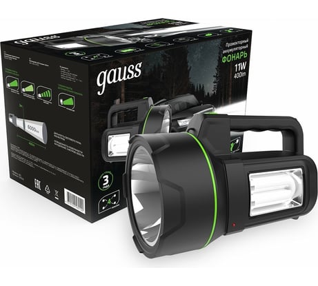 Прожекторный аккумуляторный фонарь Gauss 11W 400lm Li-ion 4800mAh LED GF602