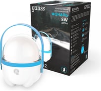 Кемпинговый аккумуляторный фонарь Gauss 5W 380lm Li-ion 3600mAh диммируемый голубой LED GF002