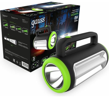 Фонарь прожекторный аккумуляторный Gauss 8W 500lm 1500mAh диммируемый LED GF603