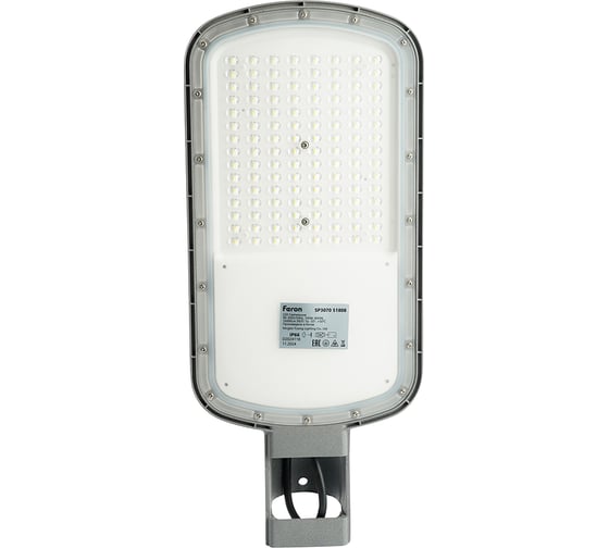 Светодиодный уличный консольный светильник FERON SP3070 100W 4000K AC90-300V, серый, 51808