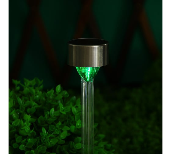 Фонарь на солнечной батарее Inbloom 5x32см, 1LED, RGB, 1x1.2V AAA 200mAh Ni-MH, пластик, нерж.сталь 475-319
