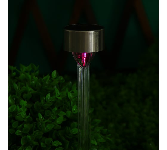 Фонарь на солнечной батарее Inbloom 5x32см, 1LED, RGB, 1x1.2V AAA 200mAh Ni-MH, пластик, нерж.сталь 475-319