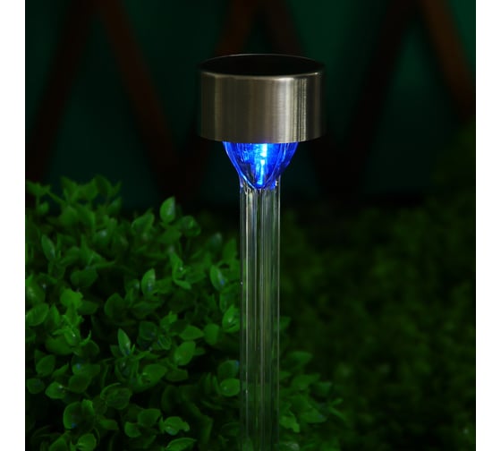 Фонарь на солнечной батарее Inbloom 5x32см, 1LED, RGB, 1x1.2V AAA 200mAh Ni-MH, пластик, нерж.сталь 475-319