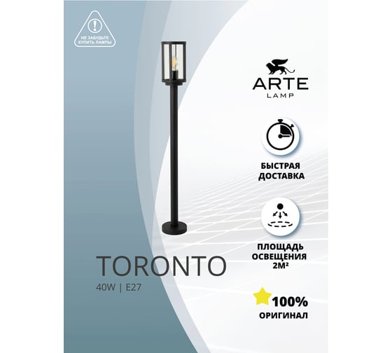 Уличный светильник Arte Lamp TORONTO A1036PA-1BK