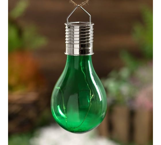 Фонарь садовый на солнечной батарее Luazon "Лампочка Зеленая", 5 led, пластик, на прищепке 2997288