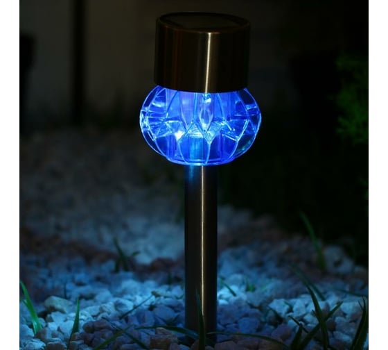 Садовый фонарь на солнечной батарее Luazon "Узор грани" 35 см, d 6 см, 1 led, металл, синий 5392332