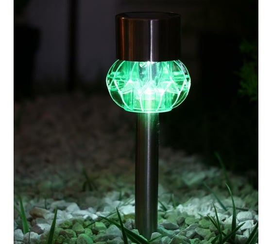 Садовый фонарь на солнечной батарее Luazon "Узор грани" 35 см, d 6 см, 1 led, металл, зеленый 5392333