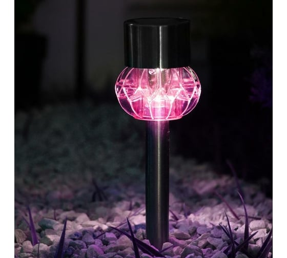 Садовый фонарь на солнечной батарее Luazon "Узор грани" 35 см, d 6 см, 1 led, металл, красный 5392334