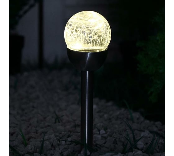 Садовый фонарь на солнечной батарее Luazon "Шар света" 36,5см, d 6см, 1 led, металл, тепло-белый 5392337