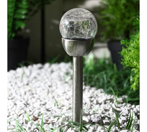 Садовый фонарь на солнечной батарее Luazon "Шар света" 36,5см, d 6см, 1 led, металл, RGB 5392338