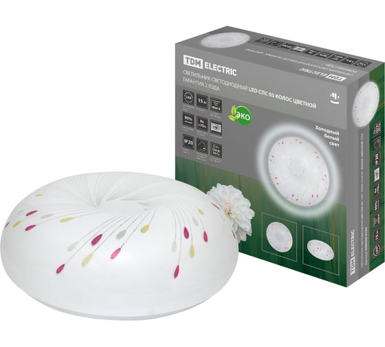 Светильник TDM ELECTRIC светодиодный LED СПС 05 15Вт 4000К D30см, Колос цветной SQ0329-0182