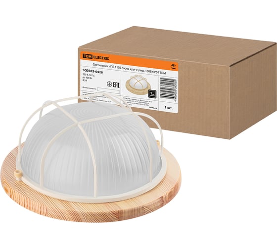 Светильник TDM ELECTRIC НПБ1102 сосна круг с реш. 100Вт IP54 SQ0303-0426 1